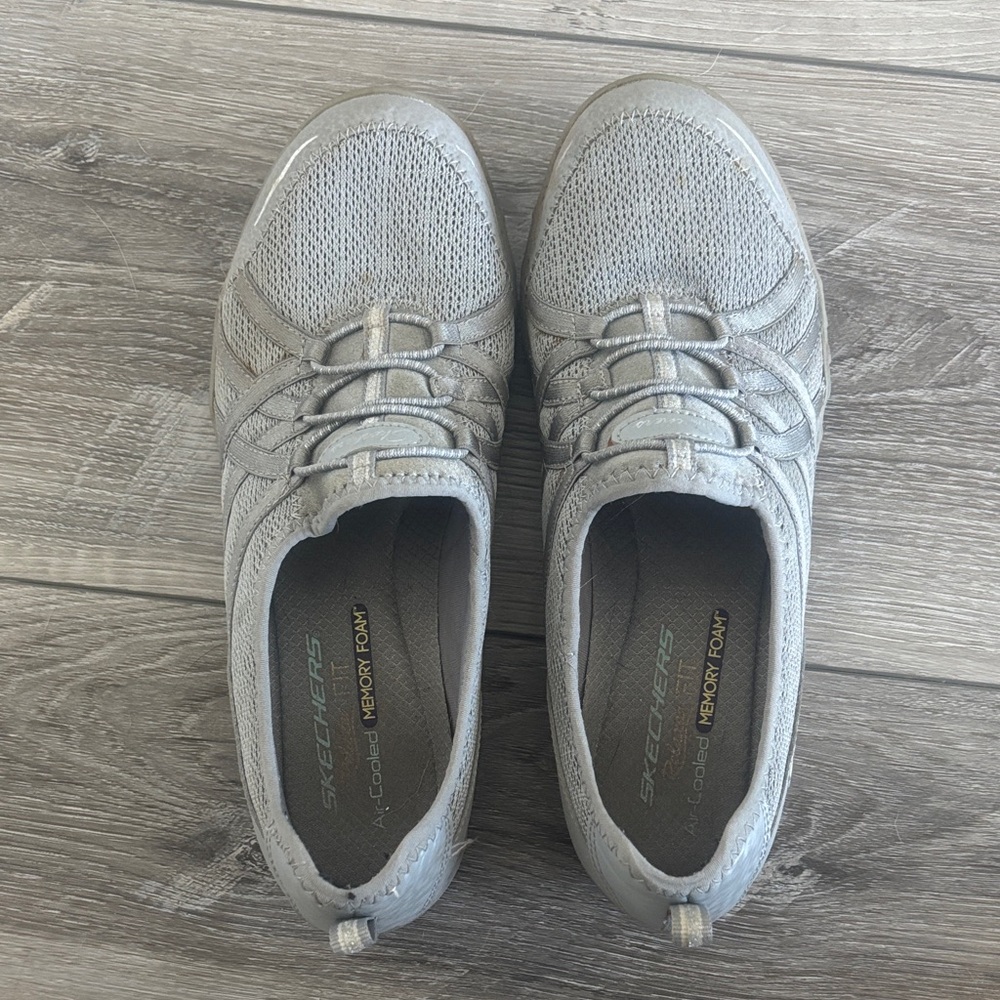 Skechers Light Gray Women's Slip-On Memory Foam Sneakers